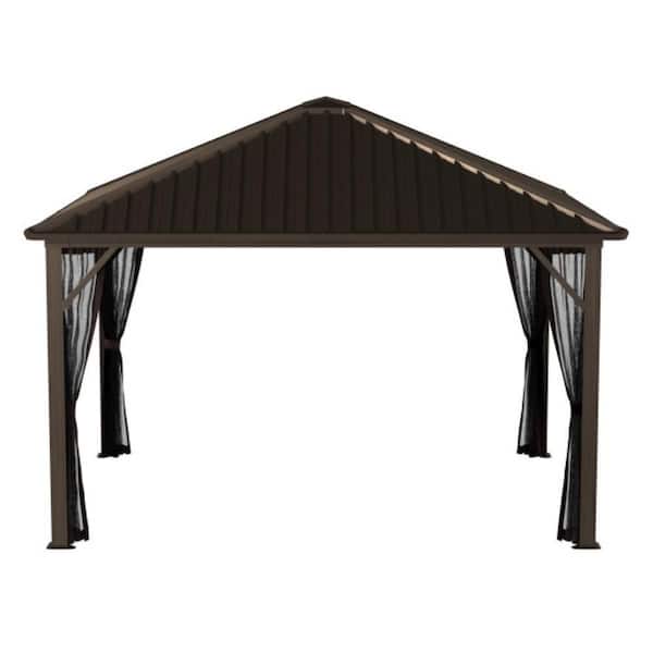 Dakota 10 ft. x 12 ft. Dark Brown Rustproof Aluminum Framed Gazebo