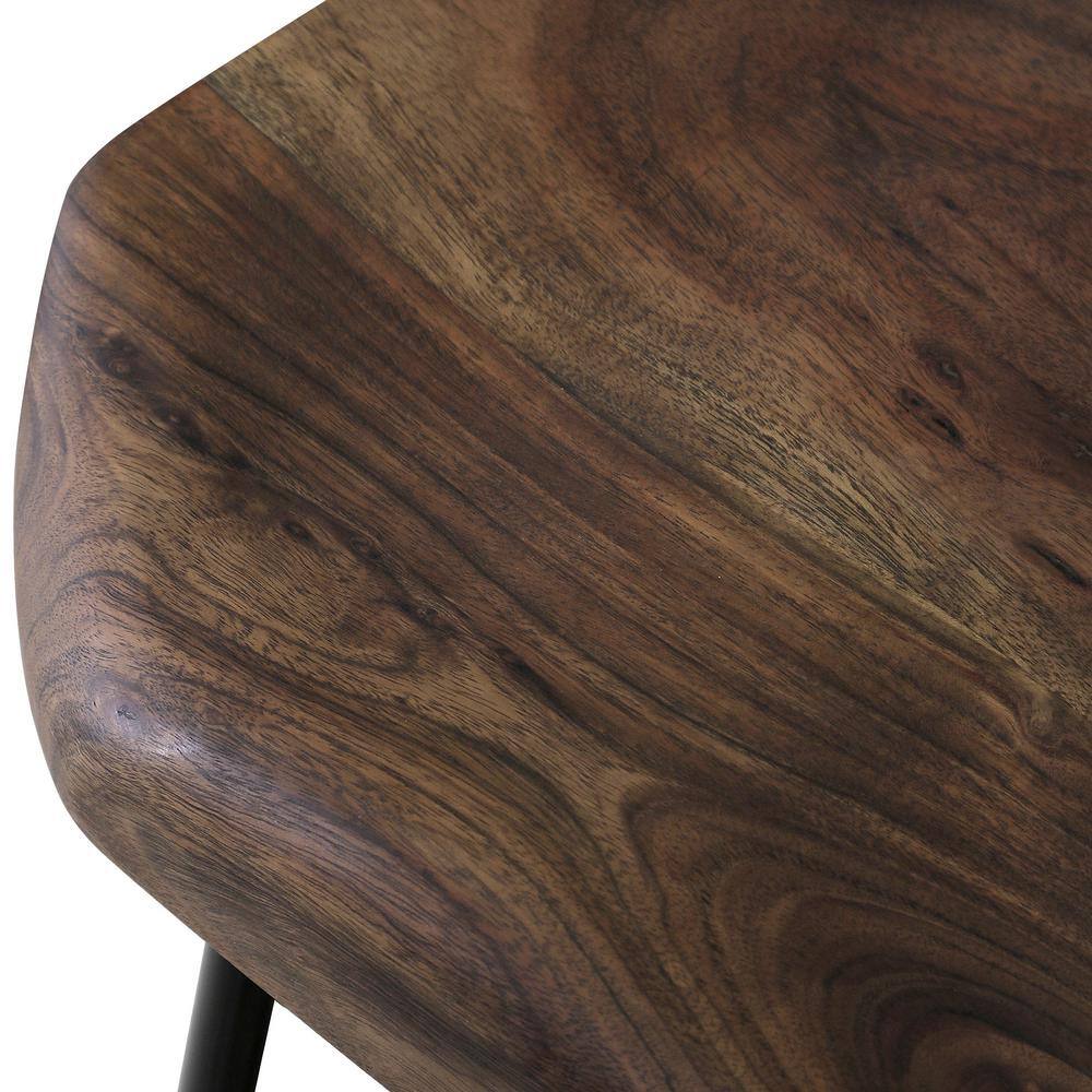 26" Black and Acacia Saddle Style Counter Stool