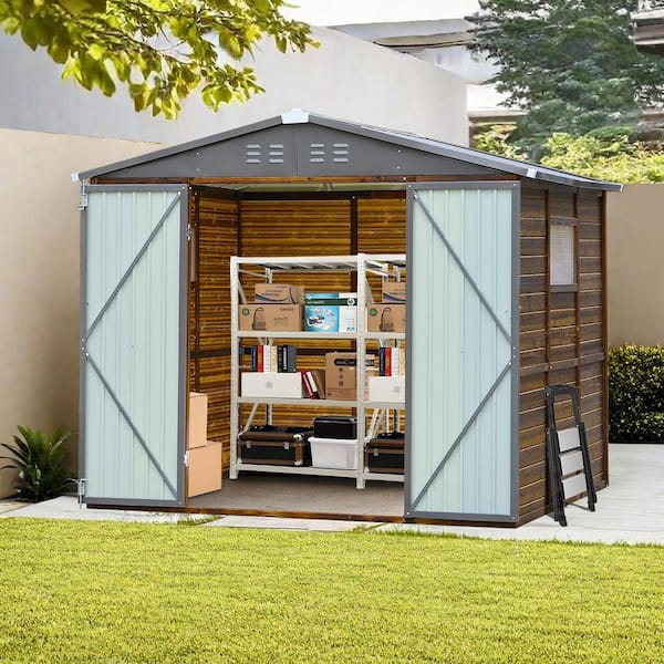 Endark 8 ft. W x 6 ft. D Outdoor Storage Brown Wood Shed with