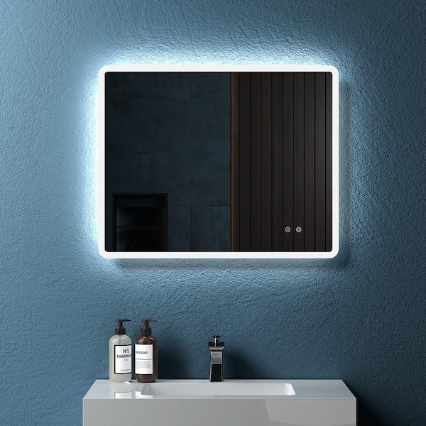 Staykiwi 24 in. W x 30 in. H Rectangular Frameless Anti-Fog Wall Mounted Bathroom Vanity Mirror in White