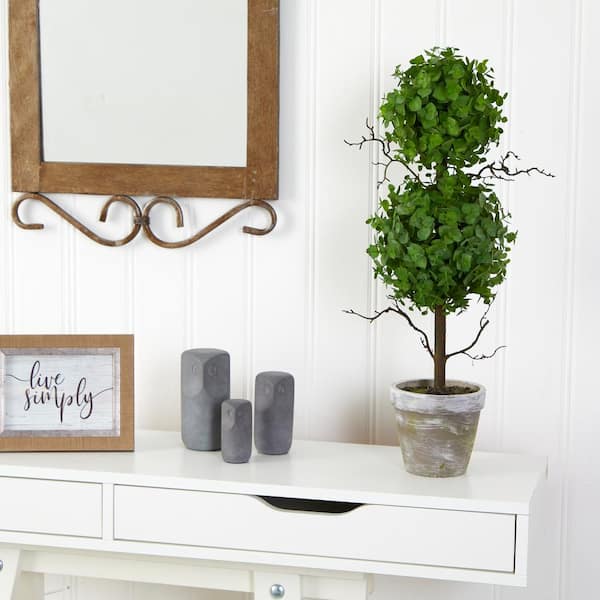 Nearly Natural 2 ft. Artificial Eucalyptus Double Ball Topiary Tree