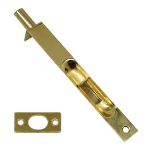 6 in. Solid Brass Flush Bolt with Square End in Polished Brass No Lacquer