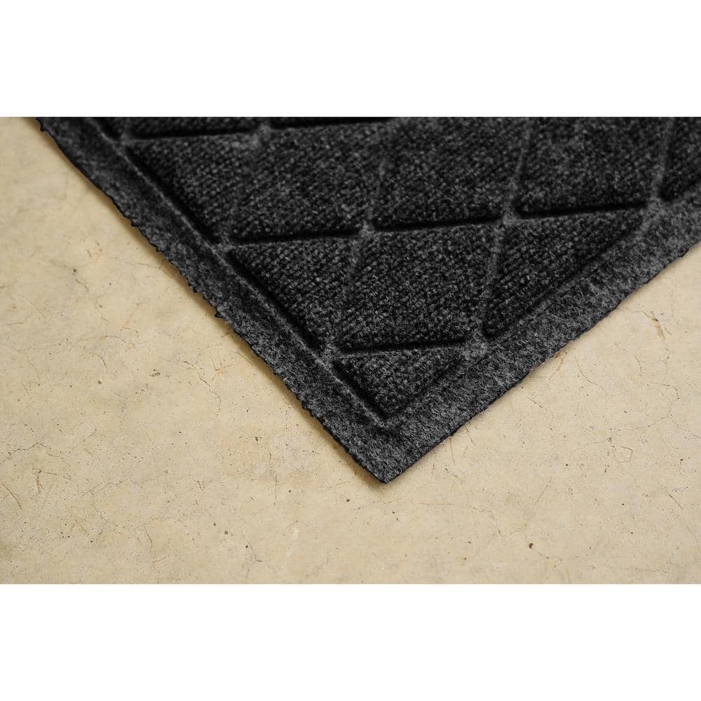 Charcoal Argyle Rubber Outdoor Doormat 37" x 7.24"