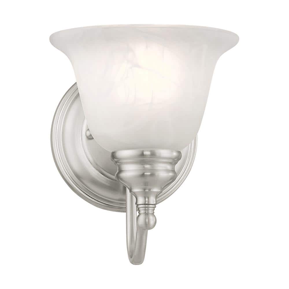 Essex Brushed Nickel 7.5" Dimmable Vanity Light with Alabaster Glass