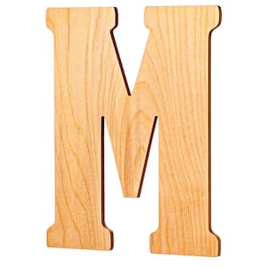 Wooden Letter Monogram Room Decor - 18 Inches Tall - Unfinished Vintage Cursive Wood Initials - "Letter M"