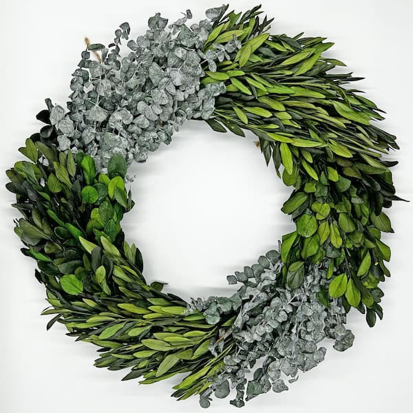 21 in. Artificial Eucalyptus with Preserved Boxwood Leaf and Eucalyptus Leaf Wreath