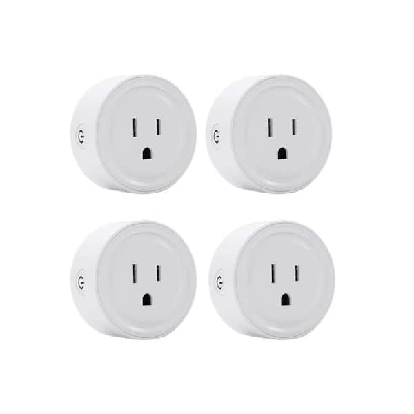2.4GHz Wireless Smart Plug Outlet 120-Volt w/Alexa Google Home Timer and On-Off Push Button Switch for Appliances 4-Pack