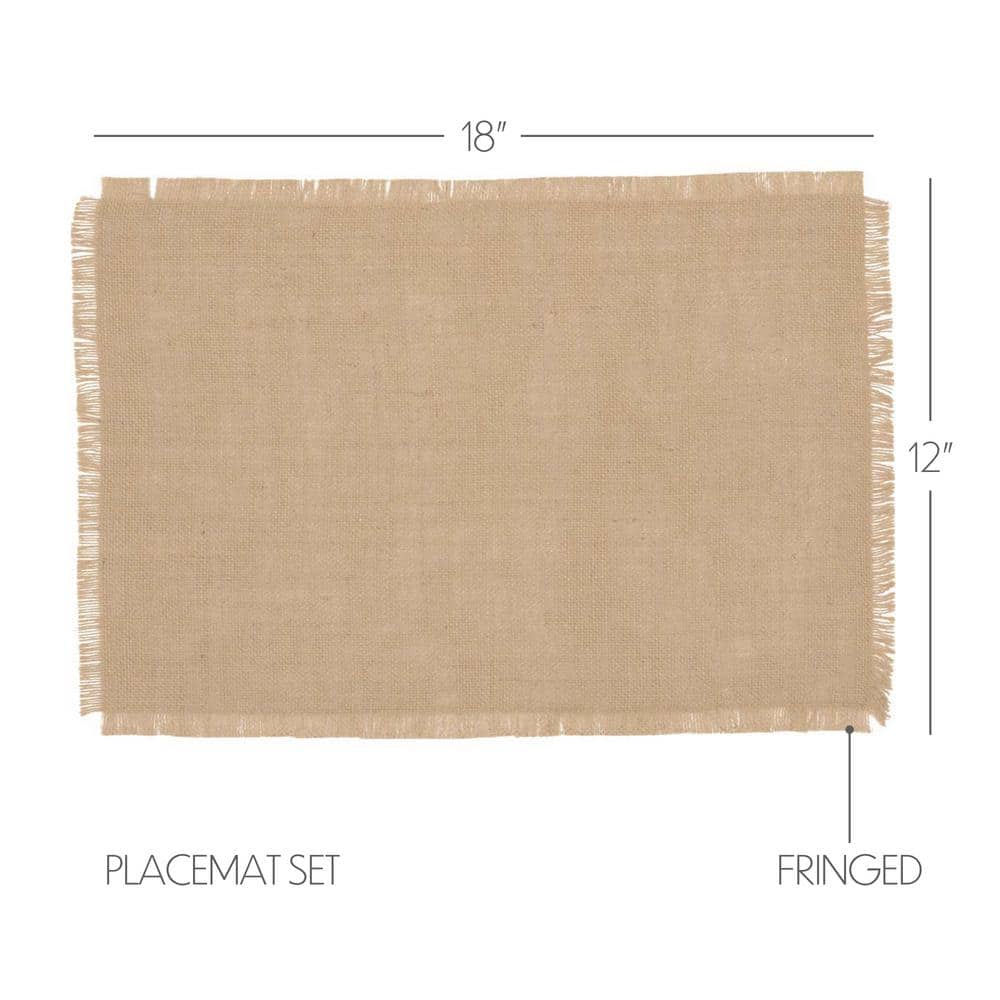 Natural Tan Jute Burlap Rectangular Placemats Set of 6