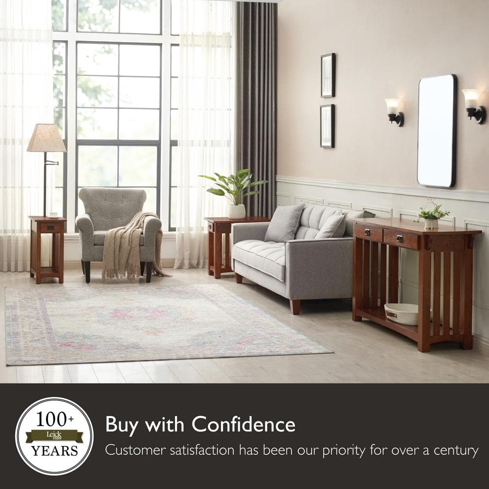 Mission Style Solid Oak Console Table with Storage Drawers