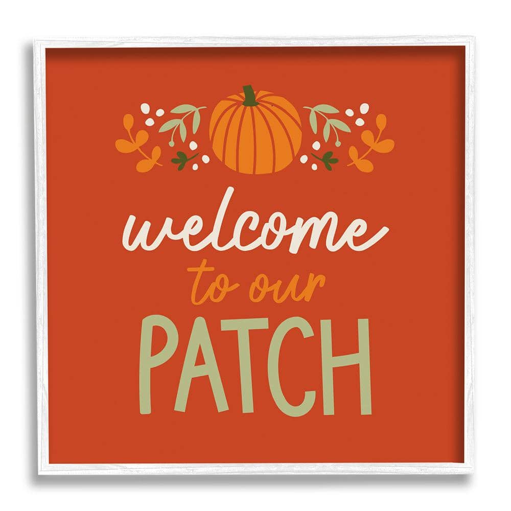 Stupell Industries Welcome Pumpkin Patch Phrase by Emily Dumas 1-Piece  Framed Graphic Print Typography Poster Art Print 24 in. x 24 in.  ay-540_wfr_24x24 - The Home Depot, image size:1000x1000