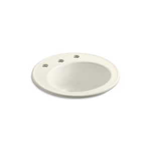 Brookline Drop-In Vitreous China Bathroom Sink in Biscuit with Overflow Drain