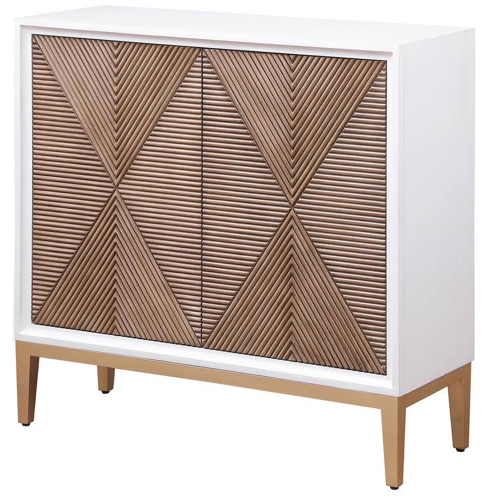 Gretchen 36" White and Brown MDF Coastal Accent Cabinet