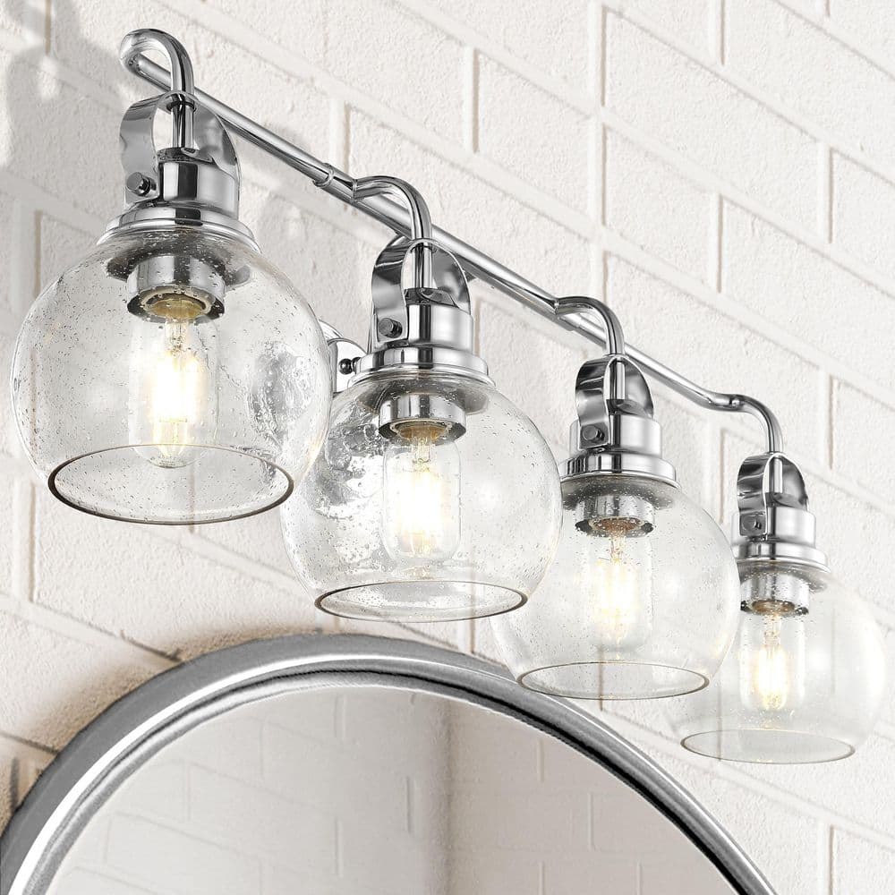 Shirley Modern 34" Chrome Polished Clear Glass Vanity Light