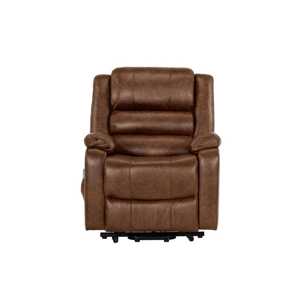 Lane Home Furnishings Buxton Cognac Faux Leather Power Lift Recliner Chair 15 05 The Home Depot