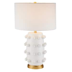 Farrington 25.5 in. Matte White Ceramic Table Lamp with Fabric Shade
