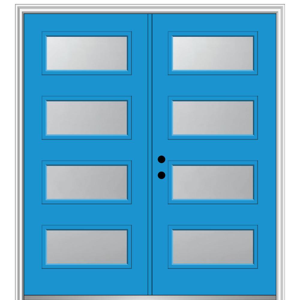 MMI Door 72 in. x 80 in. Celeste RightHand Inswing 4Lite Frosted