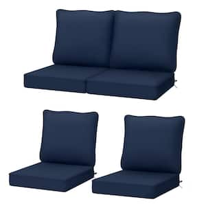 22 in. x 24 in. Outdoor Deep Seating Lounge Chair Cushion, Thicken Pad Chair Cushion Set in Dark Blue (4-Pack)