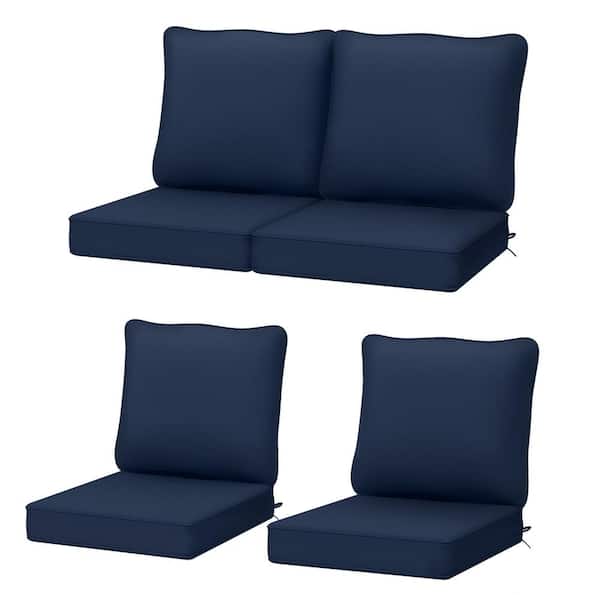 UPHA 22 in. x 24 in. Outdoor Deep Seating Lounge Chair Cushion, Thicken Pad Chair Cushion Set in Dark Blue (4-Pack)