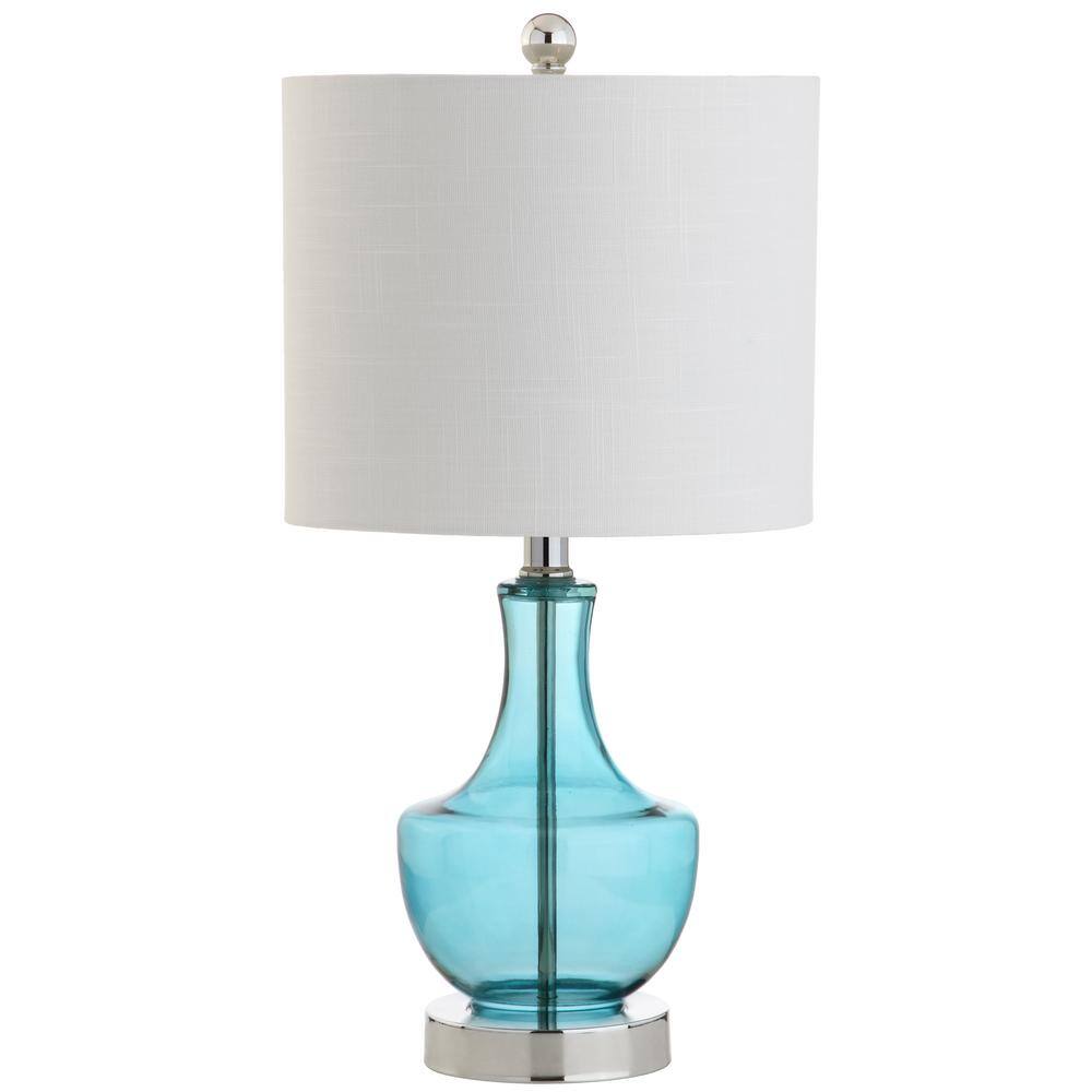 JONATHAN Y Colette 20 in. Mini Glass Table Lamp, Amalfi Blue JYL1029C