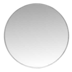 Silver 30 in. W x 30 in. H Leslie Round Metal Wall Mirror