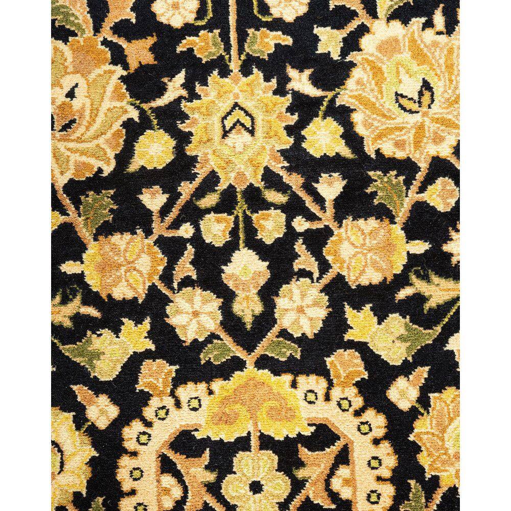 Hand-Knotted Black and Beige Wool Oriental 10' x 14' Rug