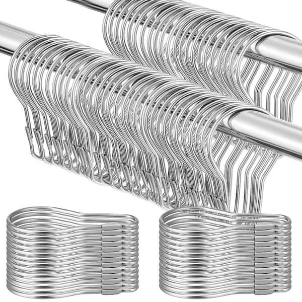 500-Pack Stainless Steel Shower Curtain Hooks in Silver, Hanging Shower Clips, Curtain Rings for Bathroom Rods
