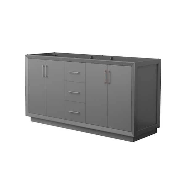 Wyndham Collection Strada 65.25 in. W x 21.75 in. D x 34.25 in. H Double Bath Vanity Cabinet without Top in Dark Gray