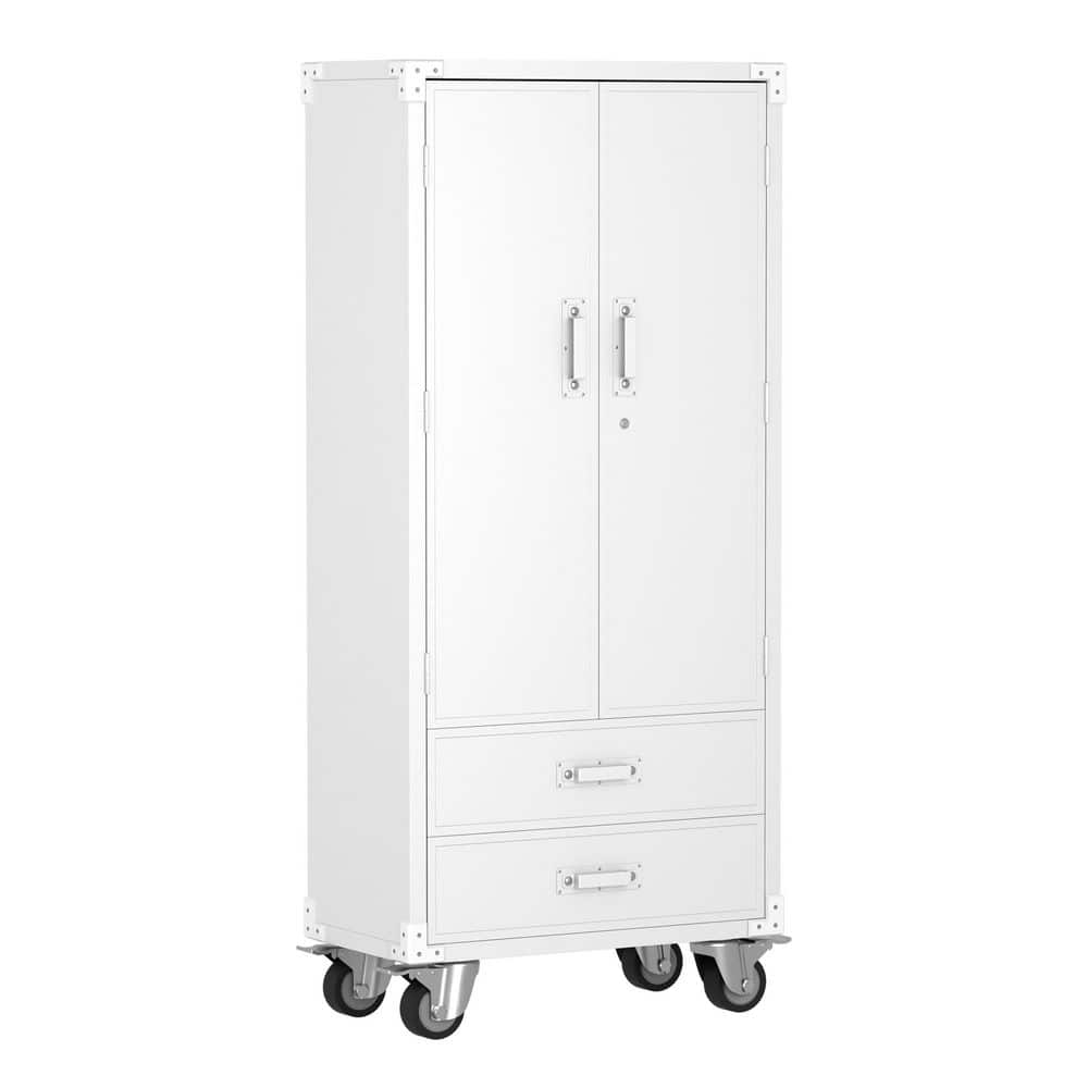 31.5 in. W x 72 in. H x 16.5 in. D Rolling Metal Garage Storage Freestanding Cabinet with 2-Drawers, 3-Shelfs in White price history on PriceWatchPro