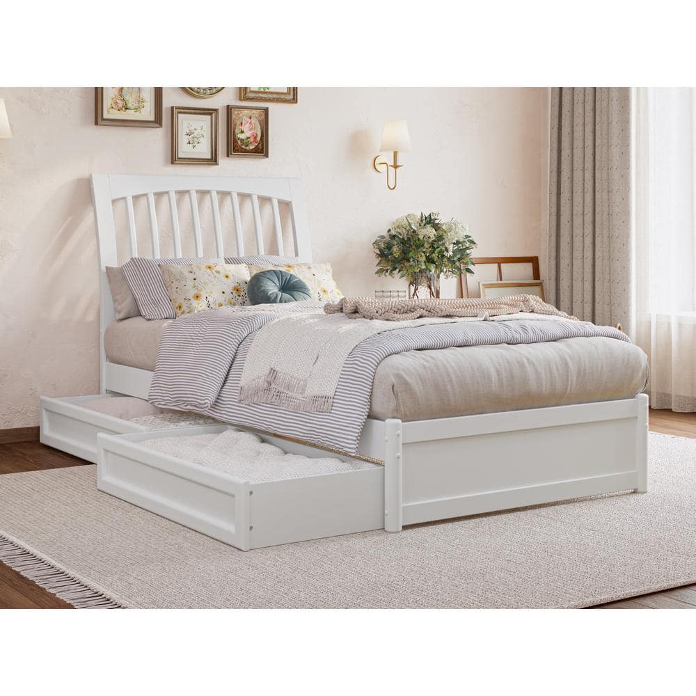 AFI Roslyn White Solid Wood Frame Twin XL Platform Bed with Panel ...