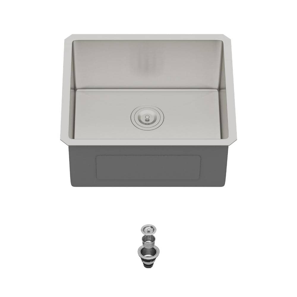 21 in. Undermount Single Bowl 16-Gauge Brushed Nickel Stainless Steel Kitchen Sink with Drain Strainer price history on PriceWatchPro