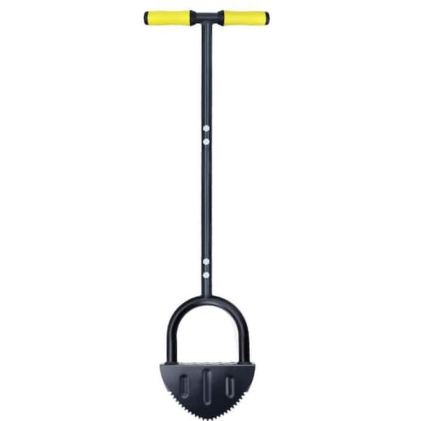 38 in. Carbon Steel Lawn Tool Half Moon Saw-Tooth Edger, Sidewalk Grass Long Handled with T-Grip, Black and Yellow