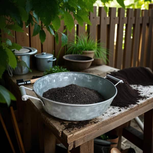 5 lbs. 0.01 cu. ft. Round Galvanized Steel Compost Sifter with Wire Mesh Design Base