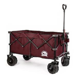 Collapsible All Terrain Camping Wagon with Silence Wheels, Wine