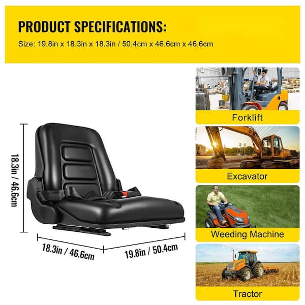 Universal Forklift Seat with Adjustable Back, for Tractor,Excavator Skid Loader Backhoe Dozer JOYDING