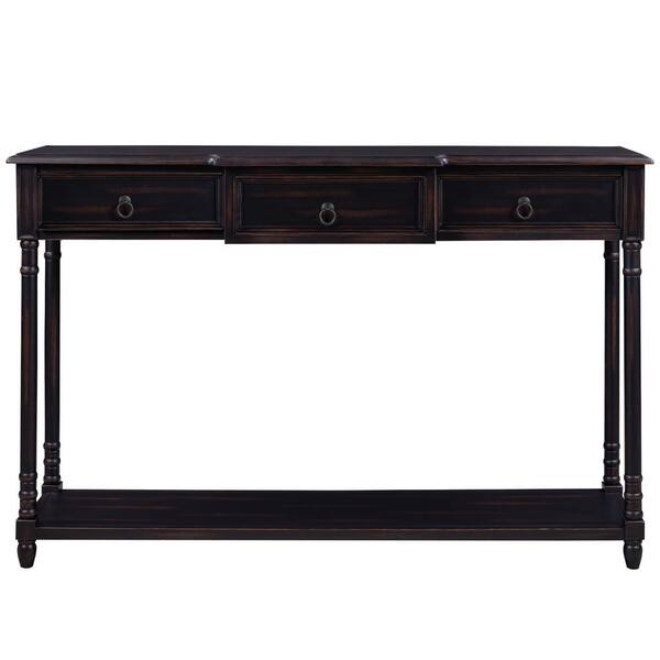 ANBAZAR Espresso Storage Cabinet Console Table with 2-Drawers and