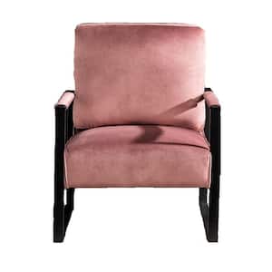 Hosam 25.4 in. Rose Velvet Upholstery Metal Arms Chair (Set of 1)
