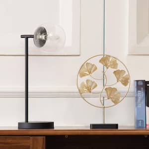 20 in. Black Table Lamp with Adjustable Glass Globe Shade