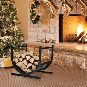 17 in. U-Shaped Firewood Rack Steel Fireplace Wood Storage Log Rack Holder