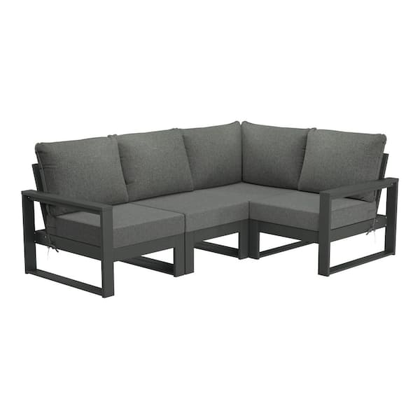 Endless Gray Frame w/ Gray Cushions Outdoor 4-Piece All Weather HDPE Plastic Deep Seating Patio Conversation Set