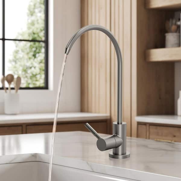 Single Handle Deck Mount Standard Kitchen Faucet in Stainless Steel Brushed Nickel