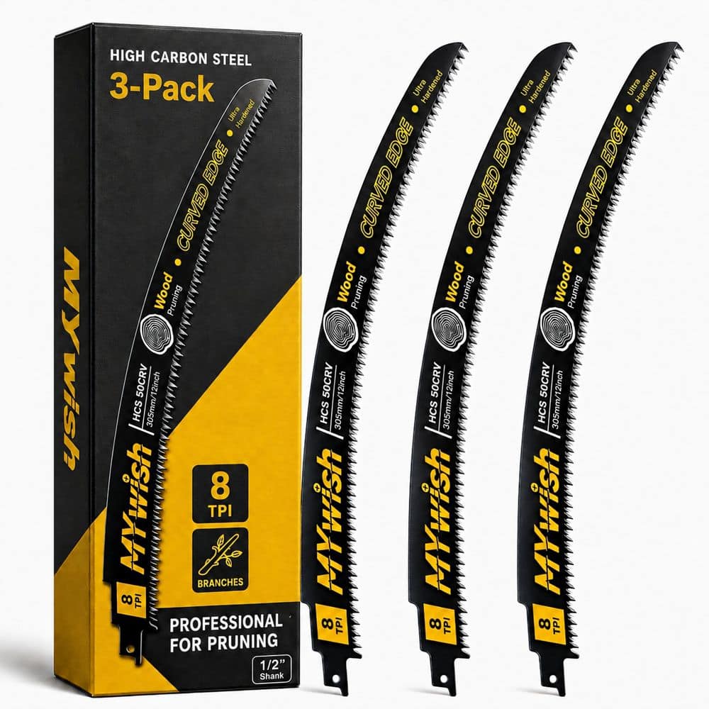 12 in. 8 TPI High-Carbon Steel Curved Reciprocating Saw Blades for Wood Pruning (3-Pack) price history on PriceWatchPro