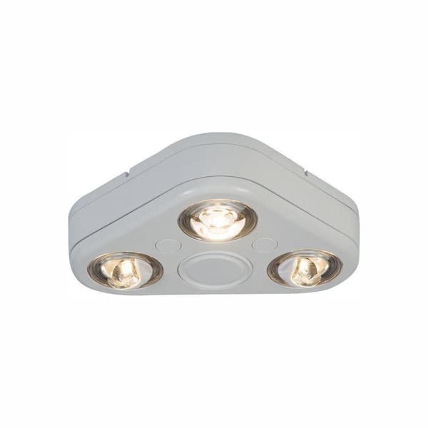 All-Pro Revolve White Triple Head Outdoor Integrated LED Security Flood Light at 3500K Bright White, Switch Controlled