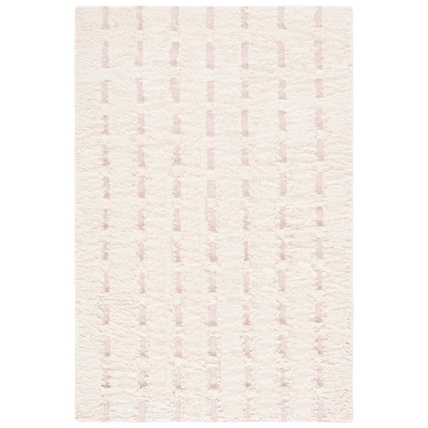 Casablanca 5 ft. x 8 ft. Pink/Ivory Dash Flokati Area Rug