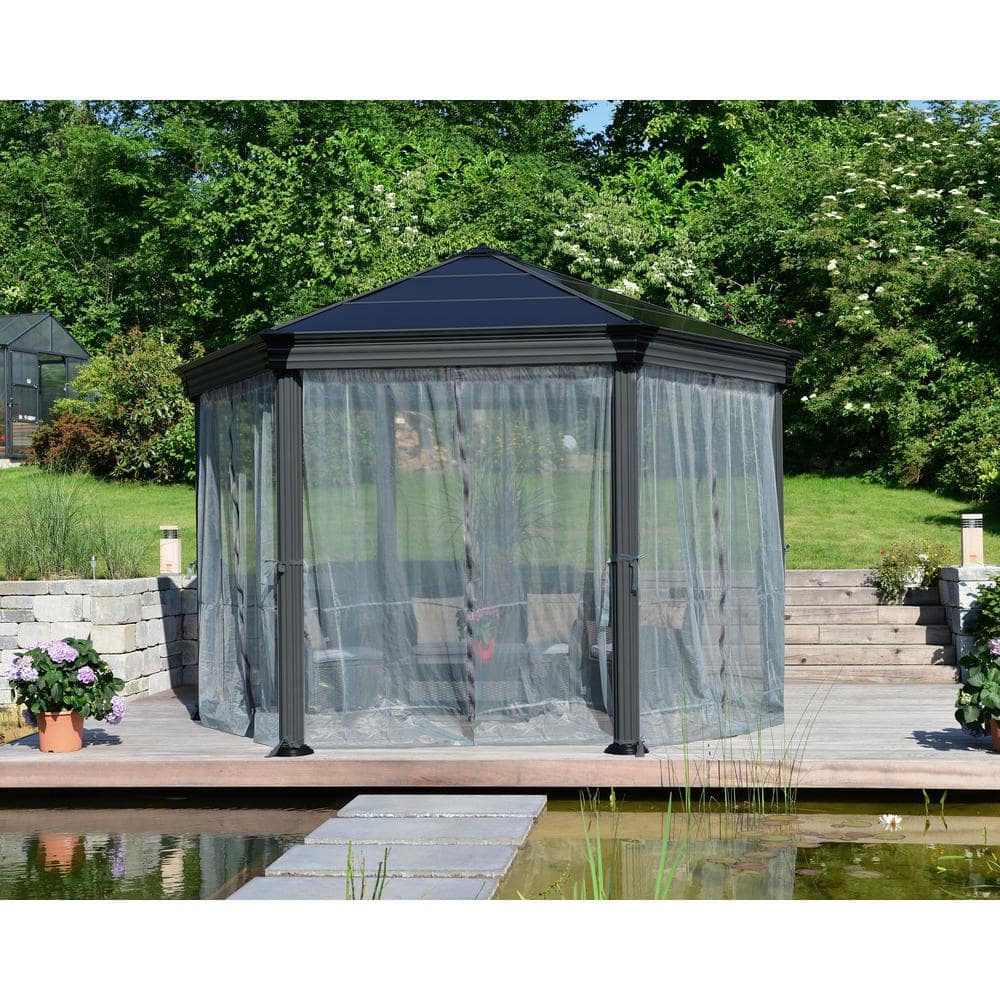 Gray Polyester Gazebo Netting Set for Roma and Monaco Models