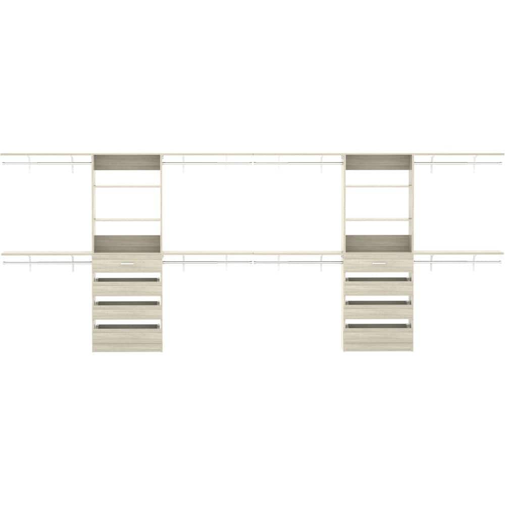 Closet System with Drawers Set of 2, Wood Closet Organizer System with 8 Hanging Rods & Top Shelves price history on PriceWatchPro