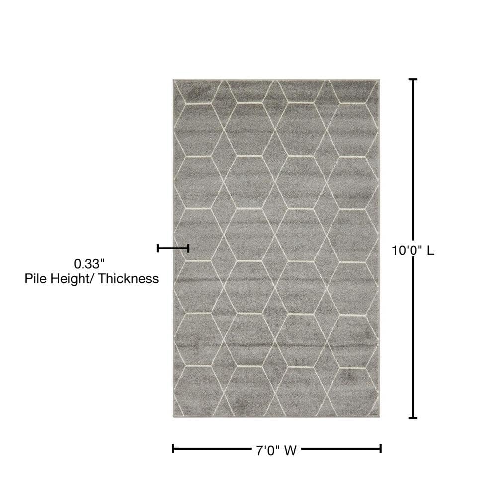 Lattice Frieze Light Gray/Ivory Trellis 7'x10' Synthetic Rug