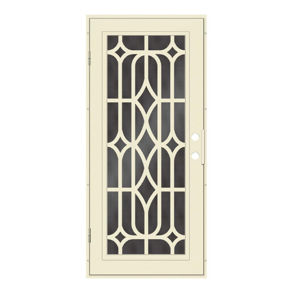 Essex 32 in. x 80 in. Right-Hand Outswing Beige Aluminum Security Door with Black Perforated Metal Screen price history on PriceWatchPro