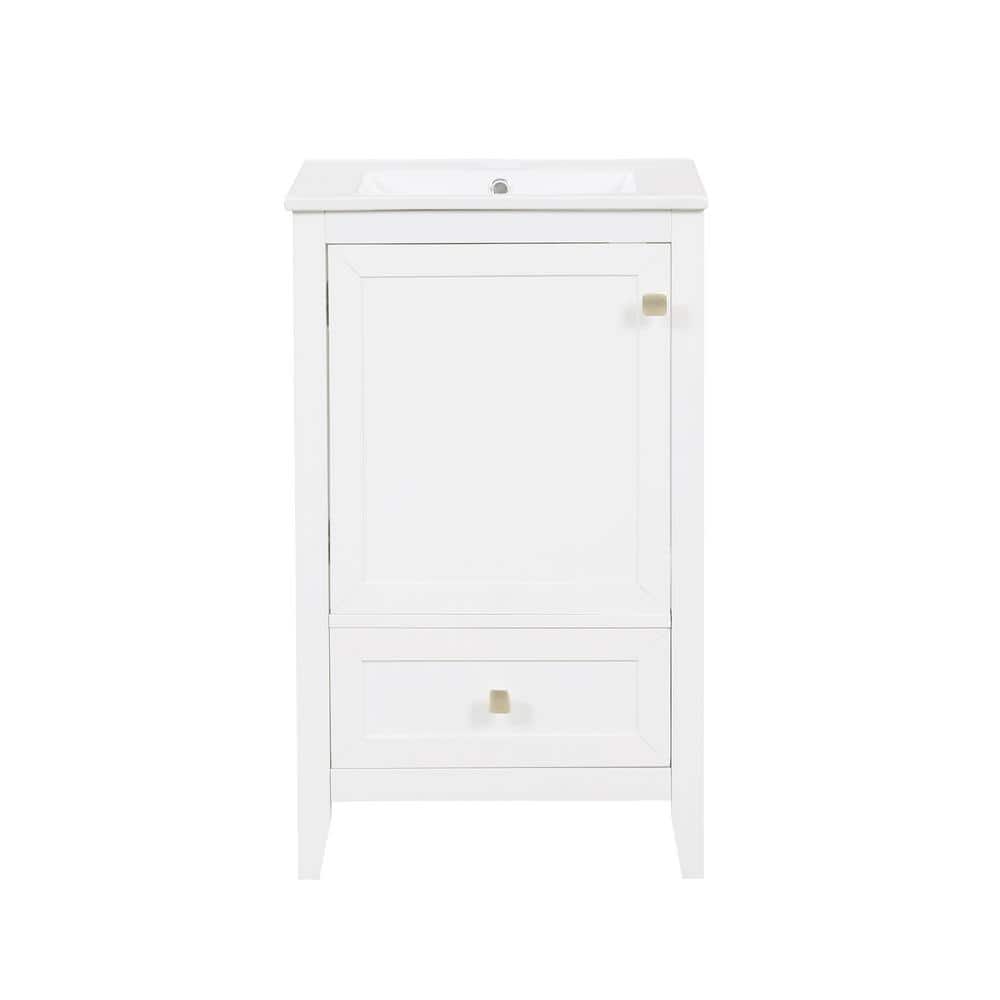 20 in. W x 18.3 in. D x 34 in. H Single Sink Freestanding Bath Vanity in Wh