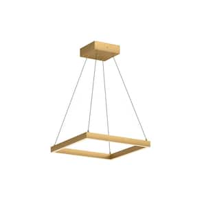 Piazza 18 in. 1 Light 37-Watt Brushed Gold Integrated LED Pendant Light