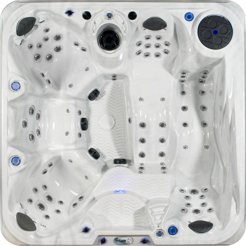 Amplified 100-Jet 6-Person Square Brown and White Hot Tub
